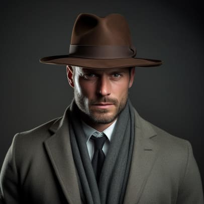 Hombre de negocios con sombrero fedora en la época de 1880